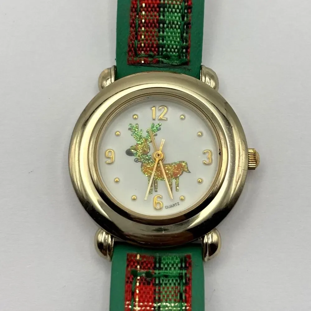 Gold Reindeer Christmas Watch